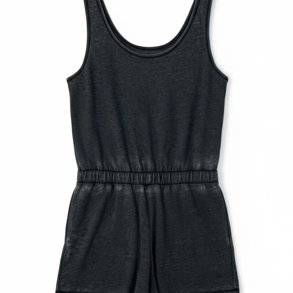 Mossimo Supply Co Gray Knit Romper Sleeveless Drawstring Waist Casual Size L - Picture 3 of 11